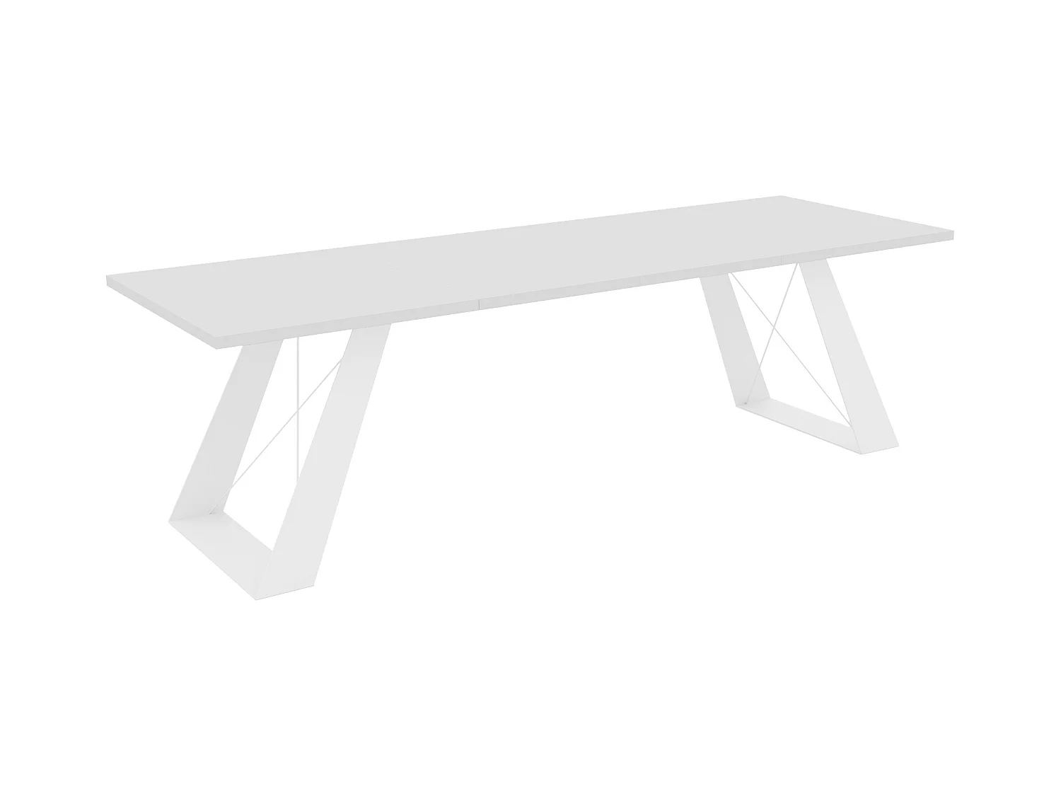 Table à manger extensible 140/240 en MDF, pieds en métal blanc, blanc arctique