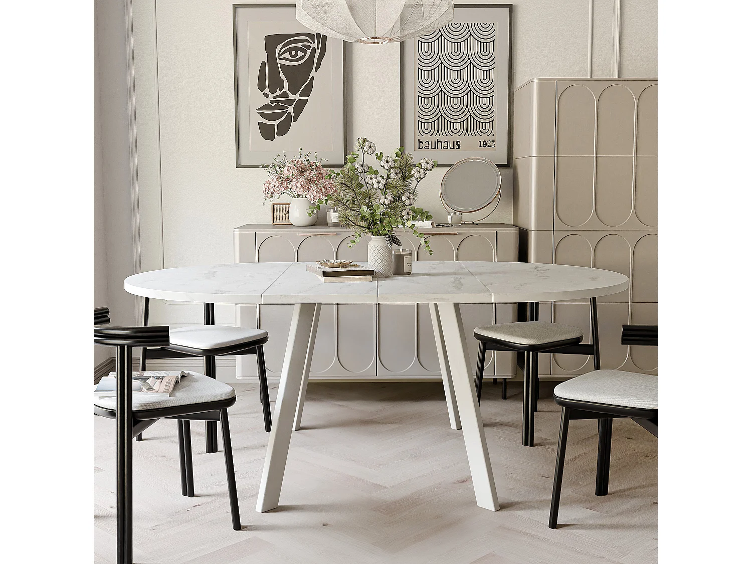 Table extensible marbre bianco