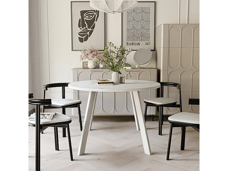 Table extensible marbre bianco