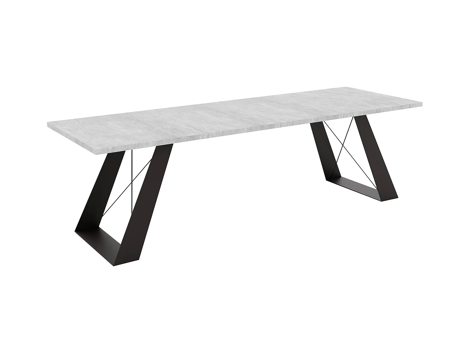 Table à manger extensible 160/260 en MDF, pieds en métal noir, gris bellato