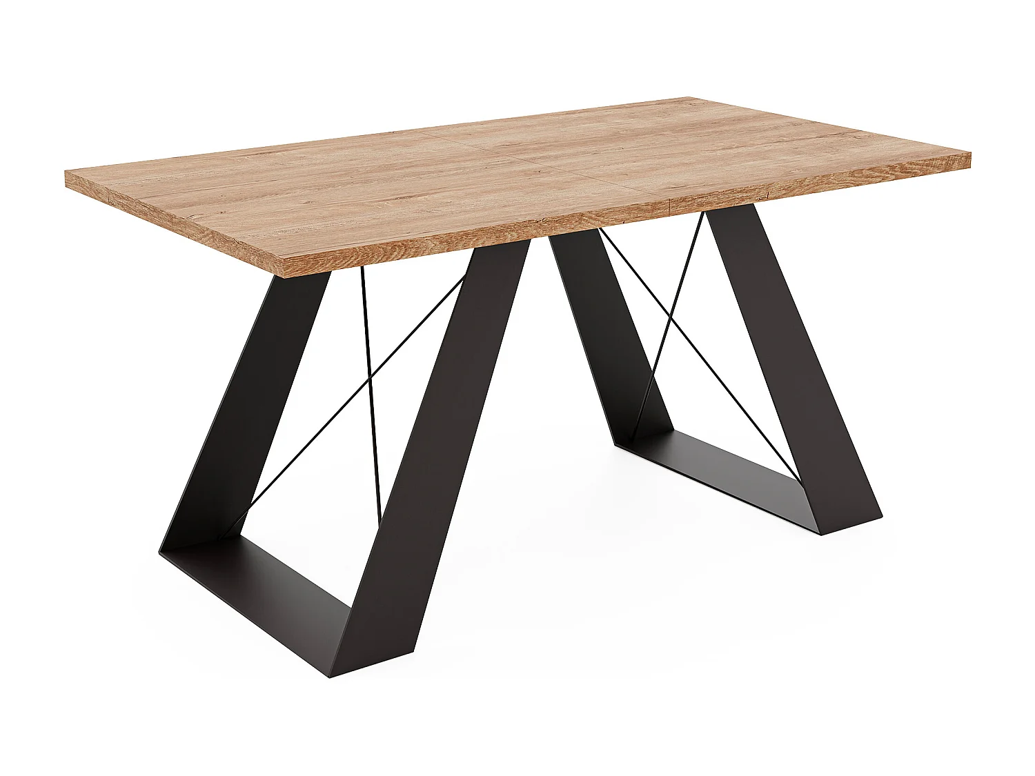 Table à manger extensible 140/240 en MDF, pieds en métal noir, chêne de Lefkas