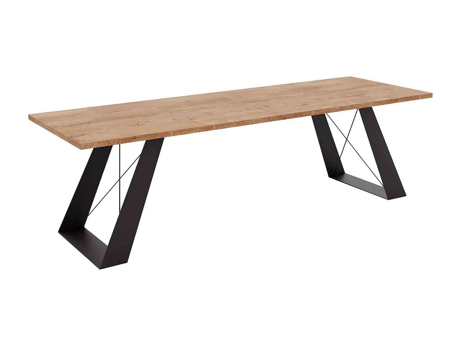 Table à manger extensible 140/240 en MDF, pieds en métal noir, chêne de Lefkas