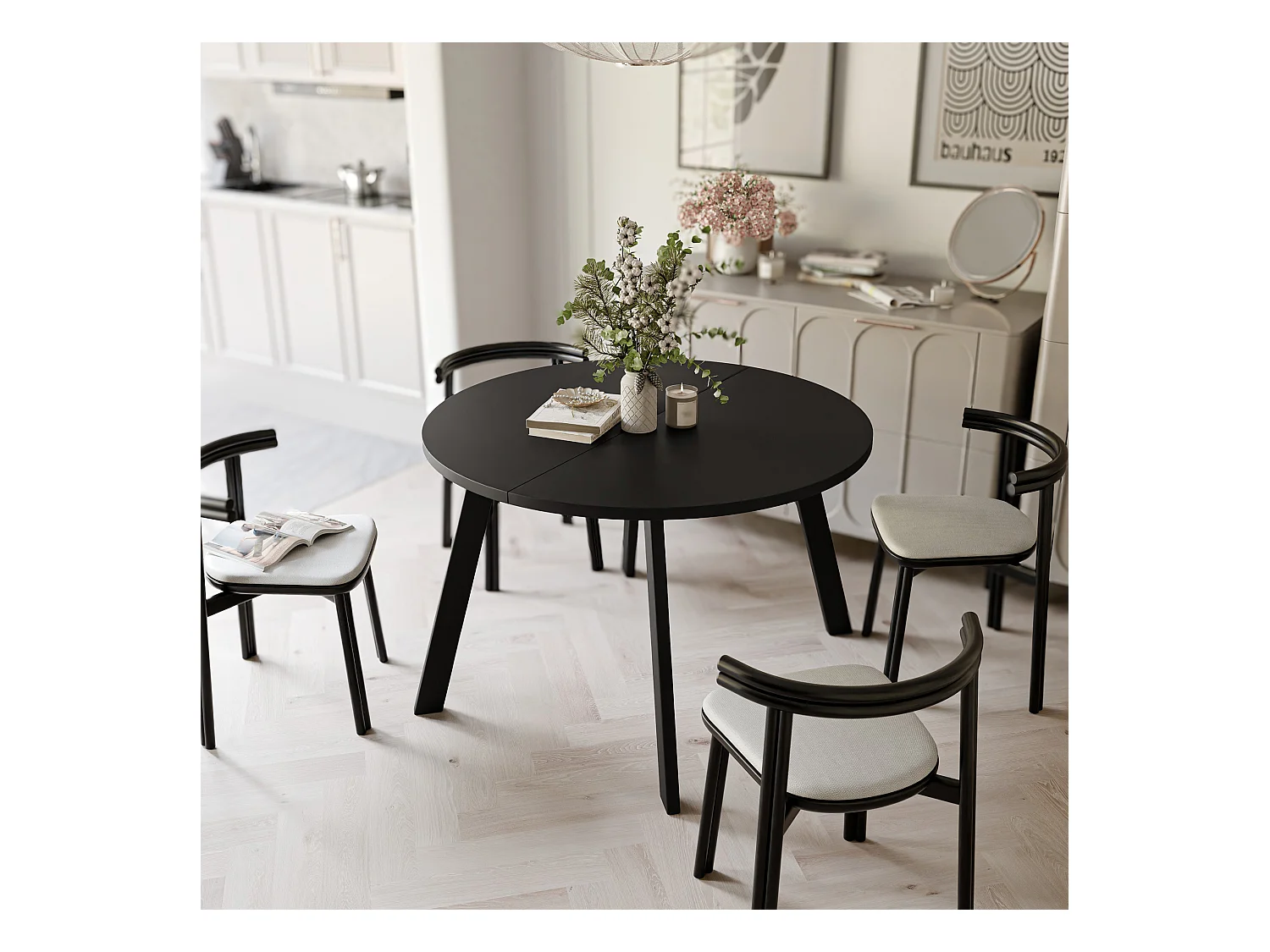 Table extensible molet noir