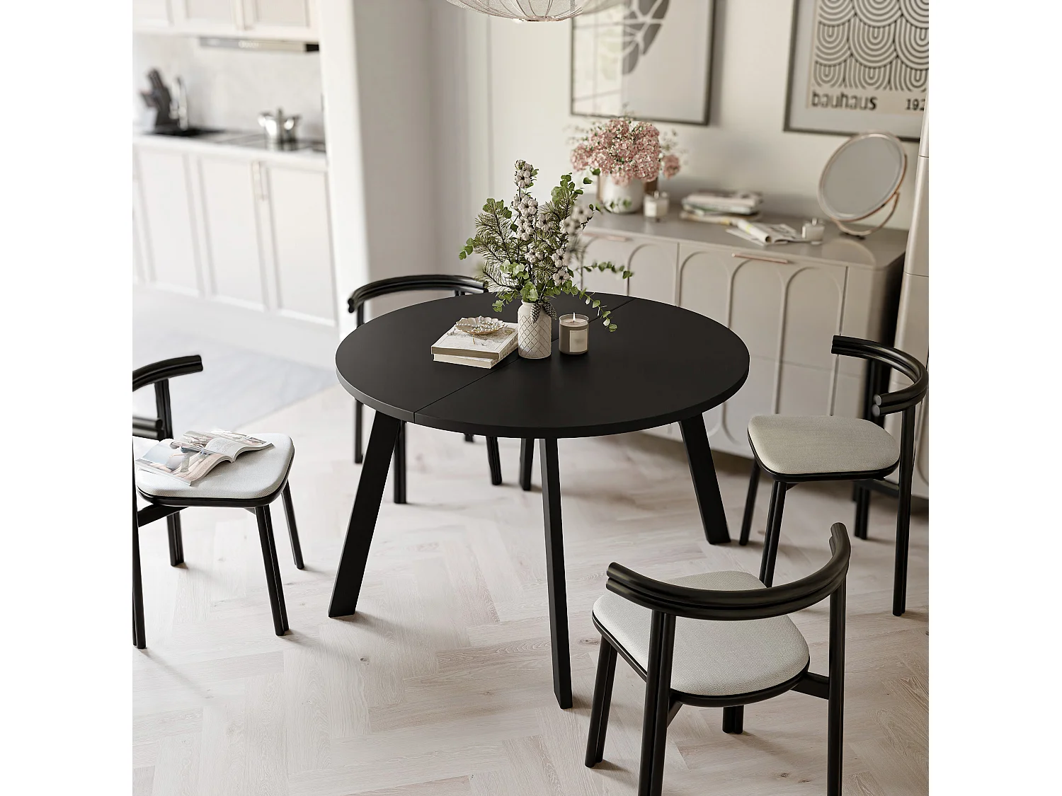 Table extensible molet noir