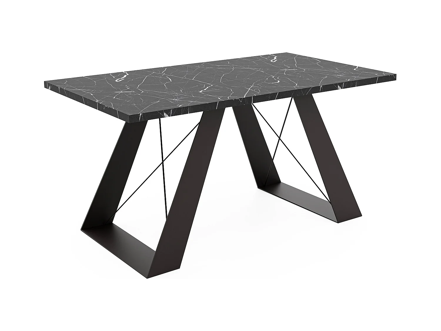Table à manger extensible 140/240 en MDF, pieds en métal noir, grigia pietra