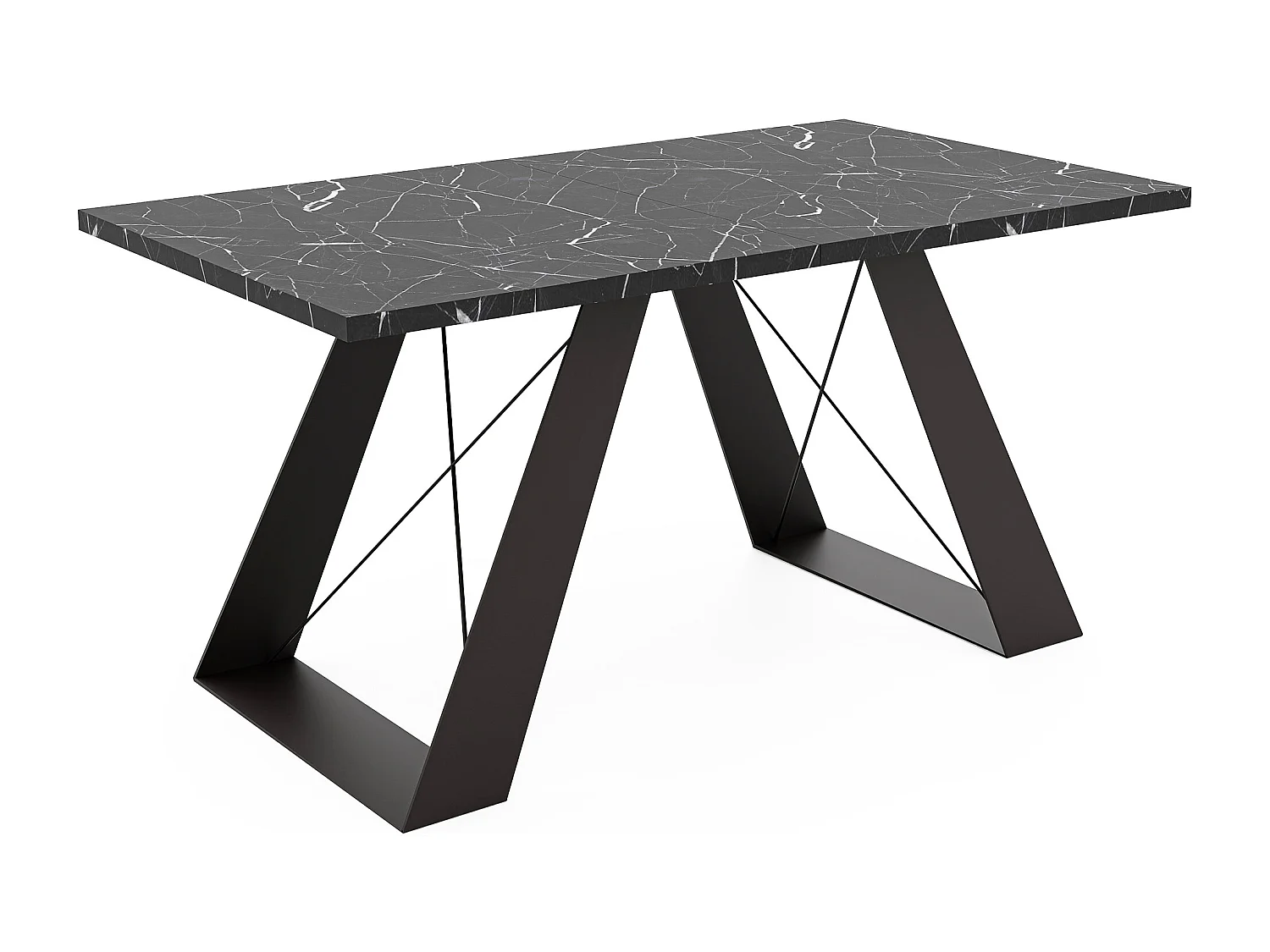 Table à manger extensible 140/240 en MDF, pieds en métal noir, grigia pietra