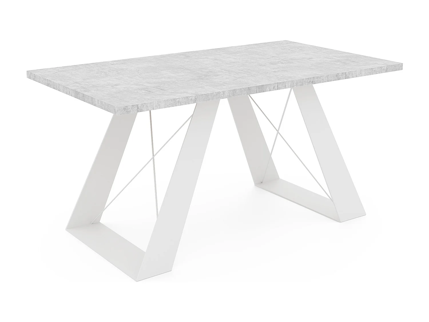 Table à manger extensible 160/260 en MDF, pieds en métal blanc, gris bellato