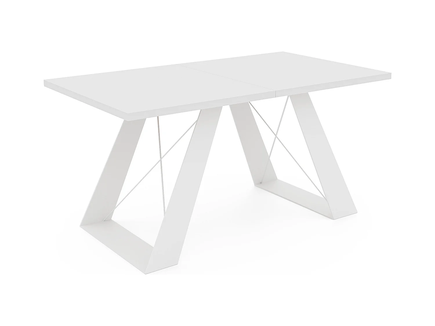 Table à manger extensible 160/260 en MDF, pieds en métal blanc, blanc arctique