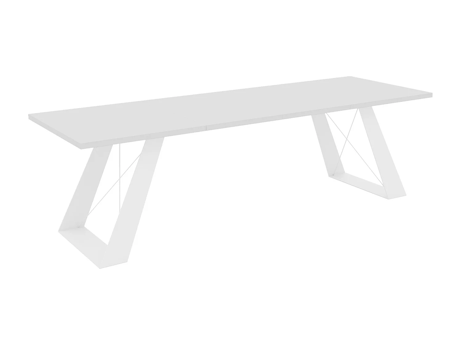 Table à manger extensible 160/260 en MDF, pieds en métal blanc, blanc arctique