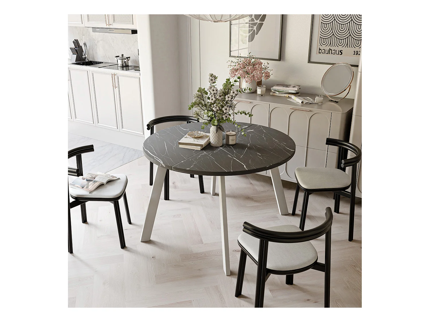 Table extensible grigia pietra