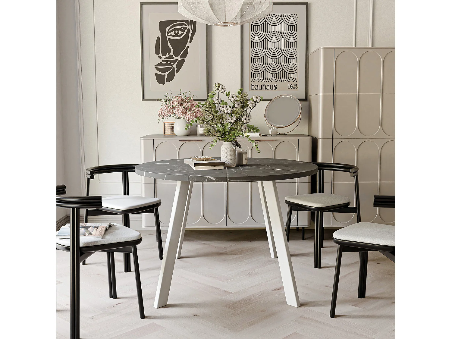 Table extensible grigia pietra