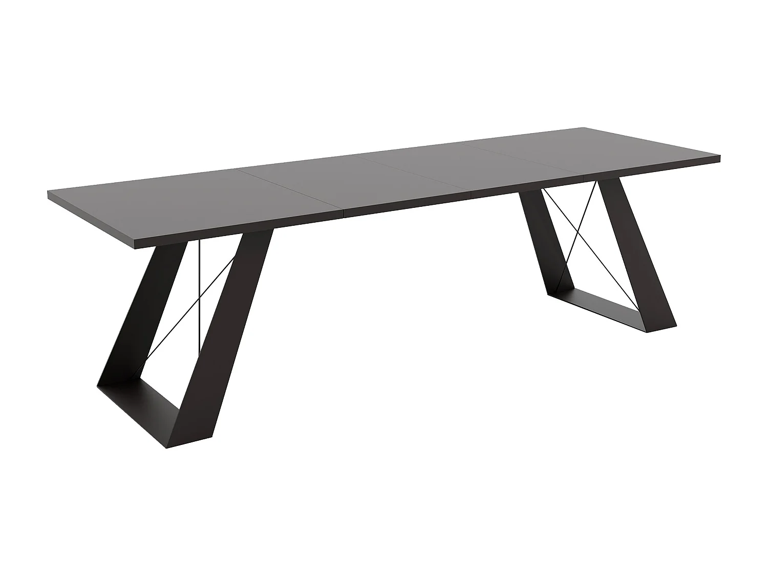 Table à manger extensible 140/240 en MDF, pieds en métal noir, mollet noir