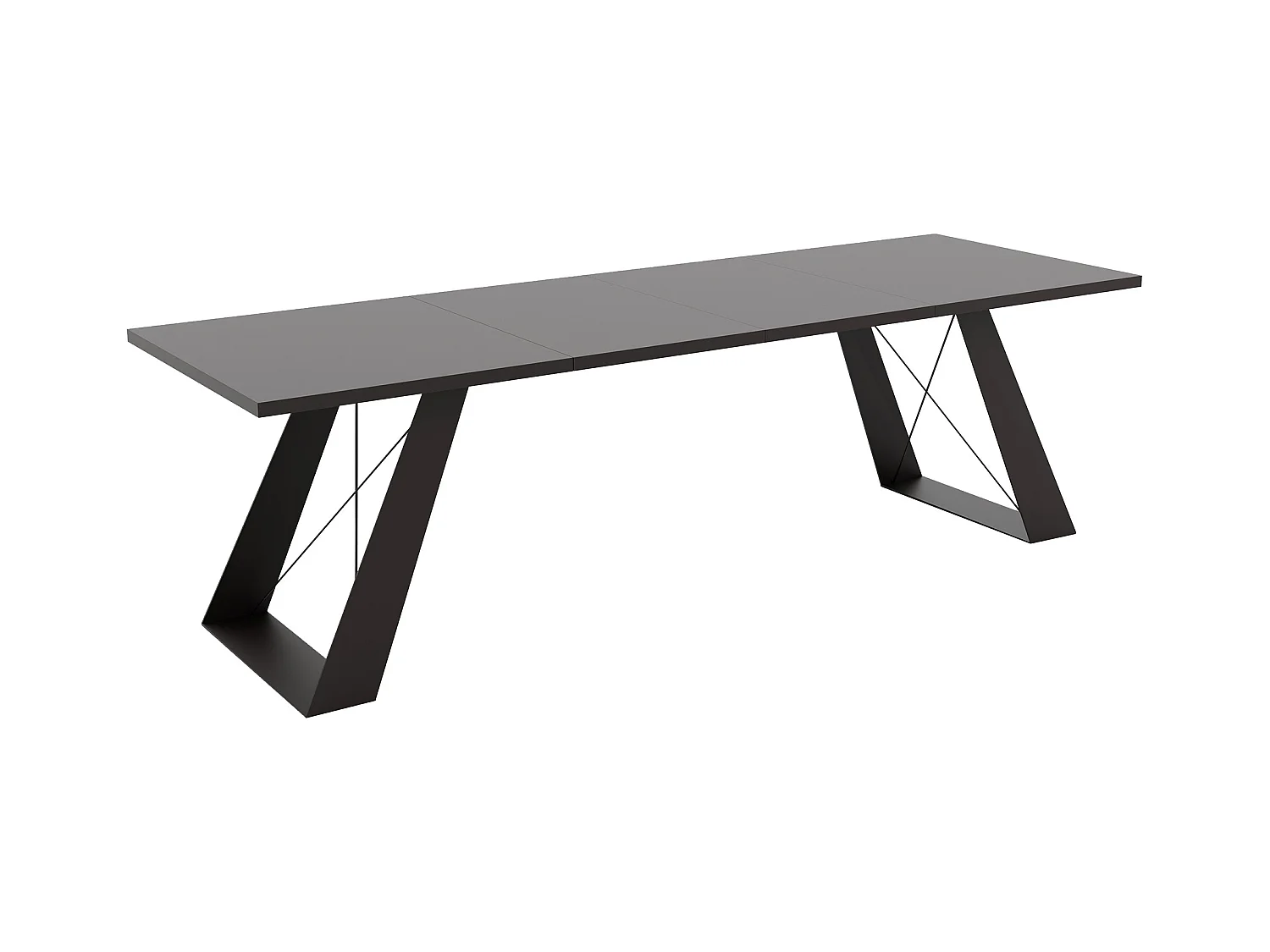 Table à manger extensible 140/240 en MDF, pieds en métal noir, mollet noir