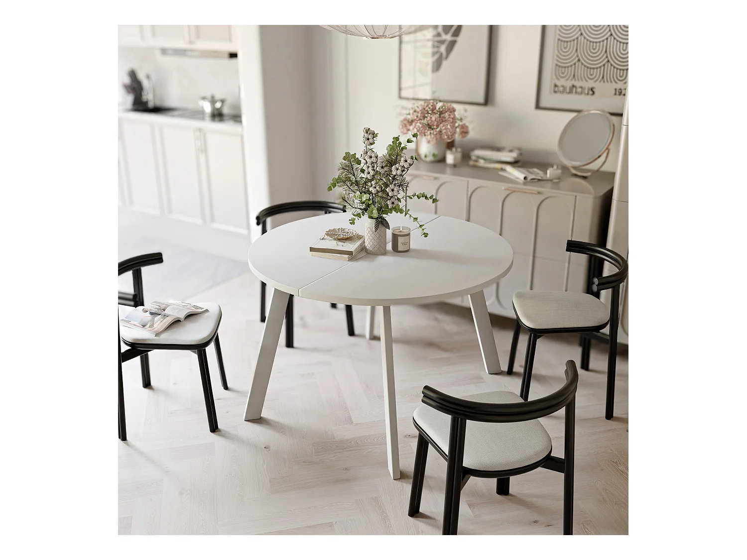 Table extensible blanc