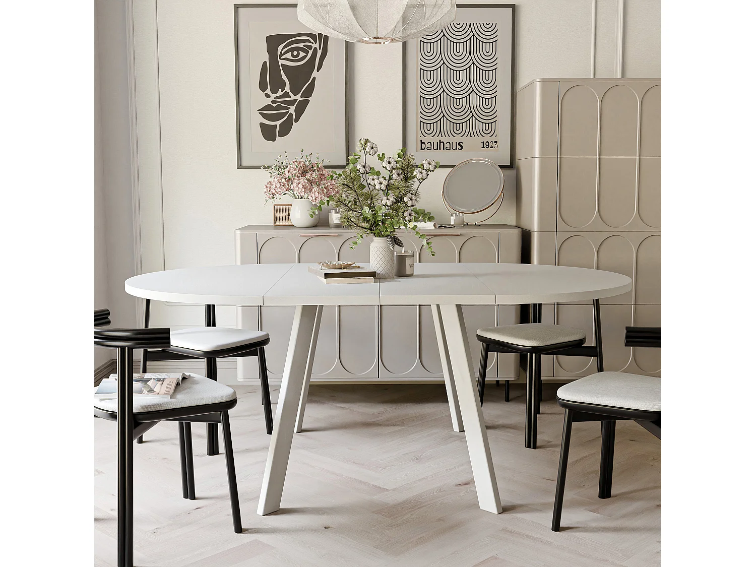 Table extensible blanc