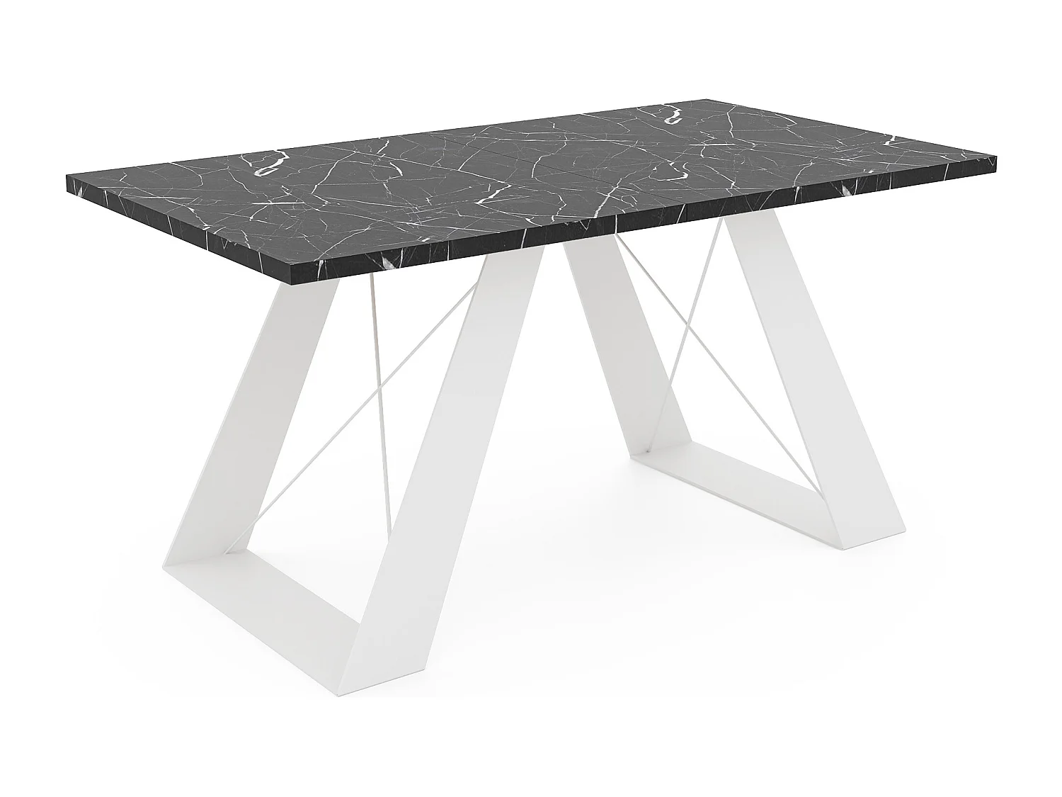 Table à manger extensible 160/260 en MDF, pieds en métal blanc, grigia pietra