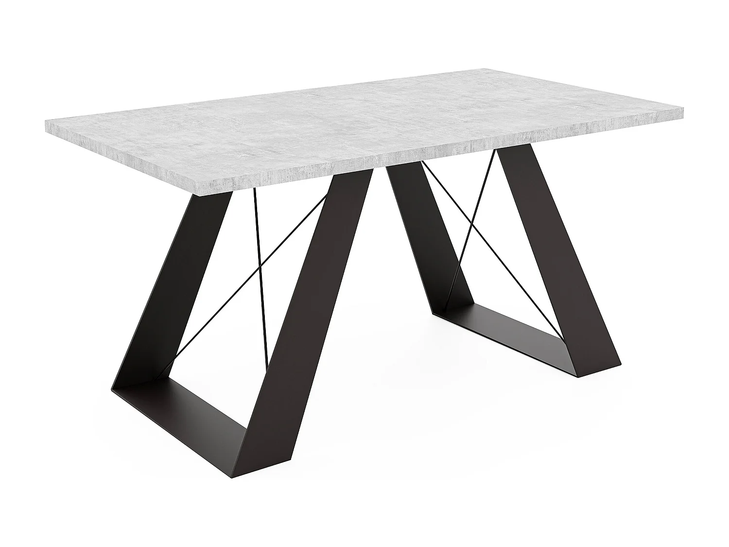 Table à manger extensible 140/240 en MDF, pieds en métal noir, gris bellato