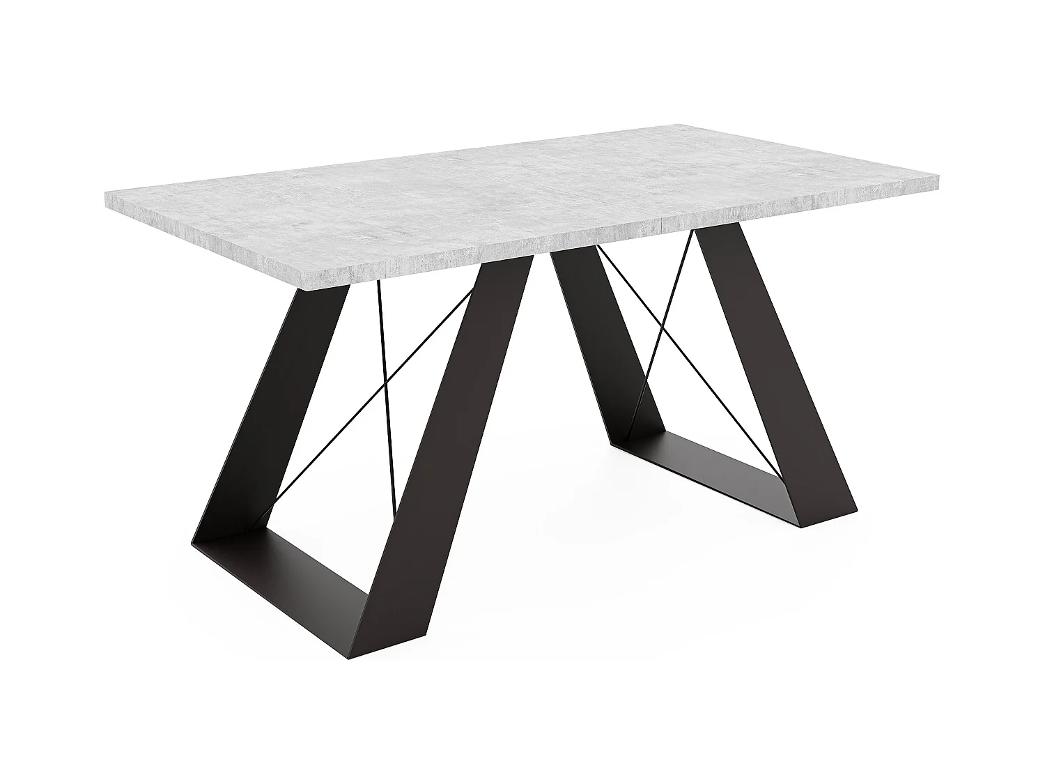 Table à manger extensible 140/240 en MDF, pieds en métal noir, gris bellato