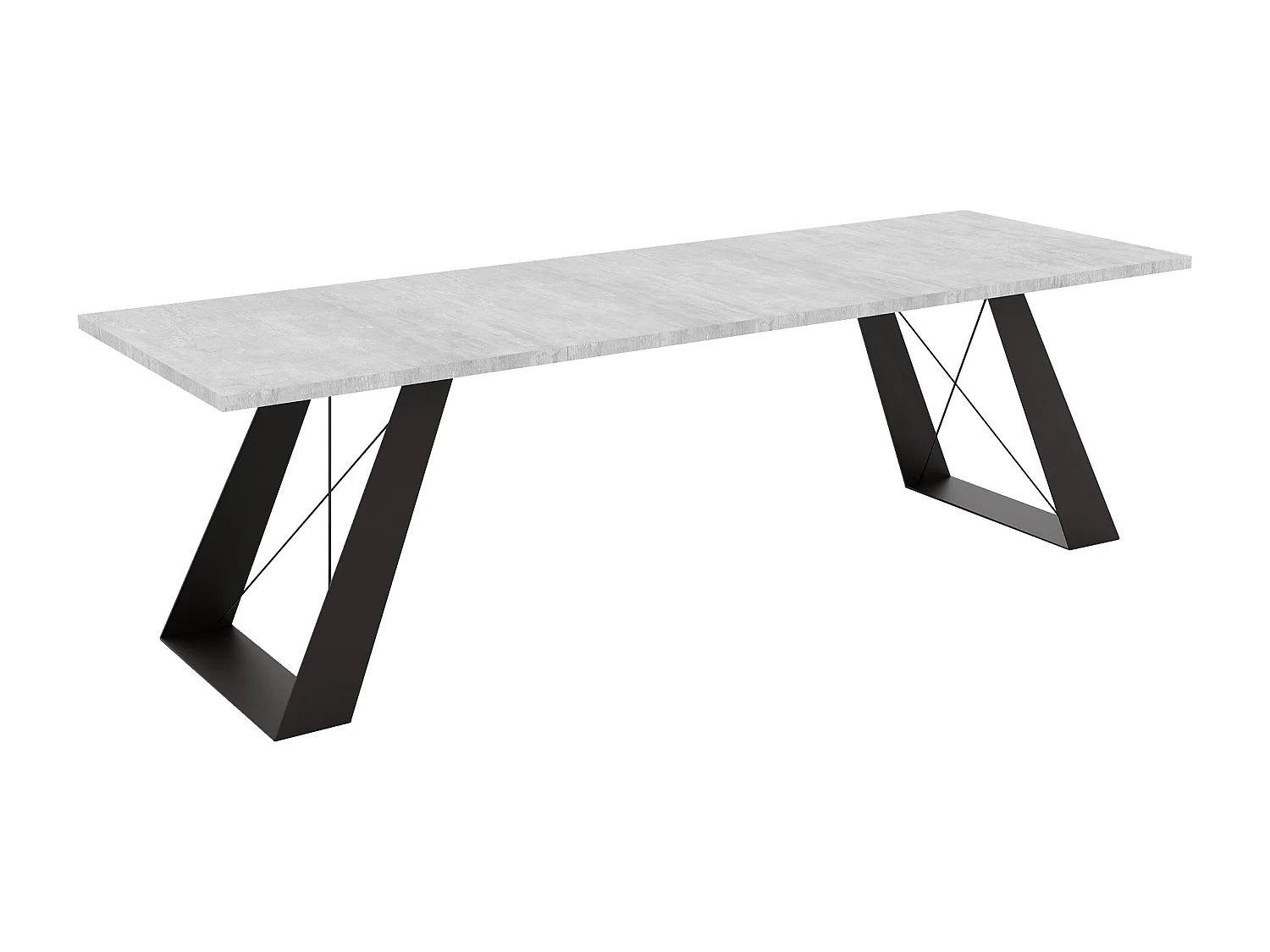 Table à manger extensible 140/240 en MDF, pieds en métal noir, gris bellato