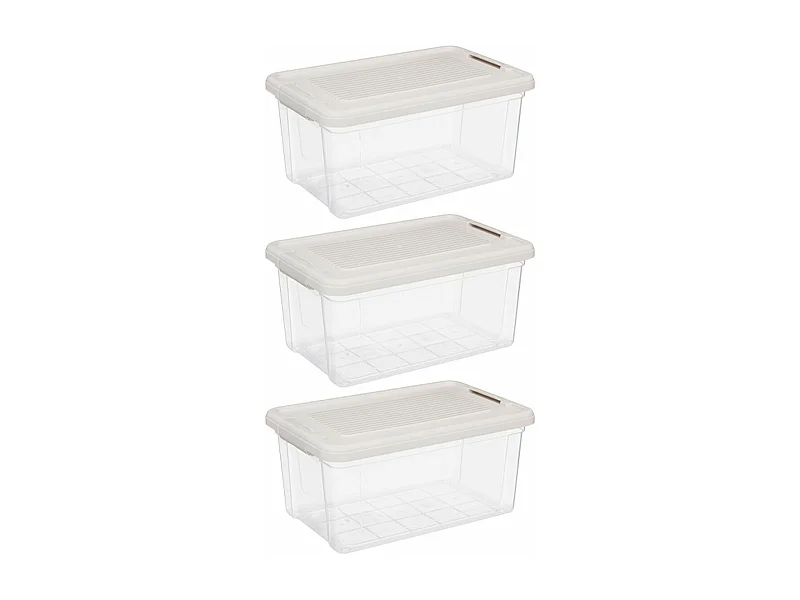 Lot de 3 Boîtes de Rangement "Tide'n" 9L Transparent