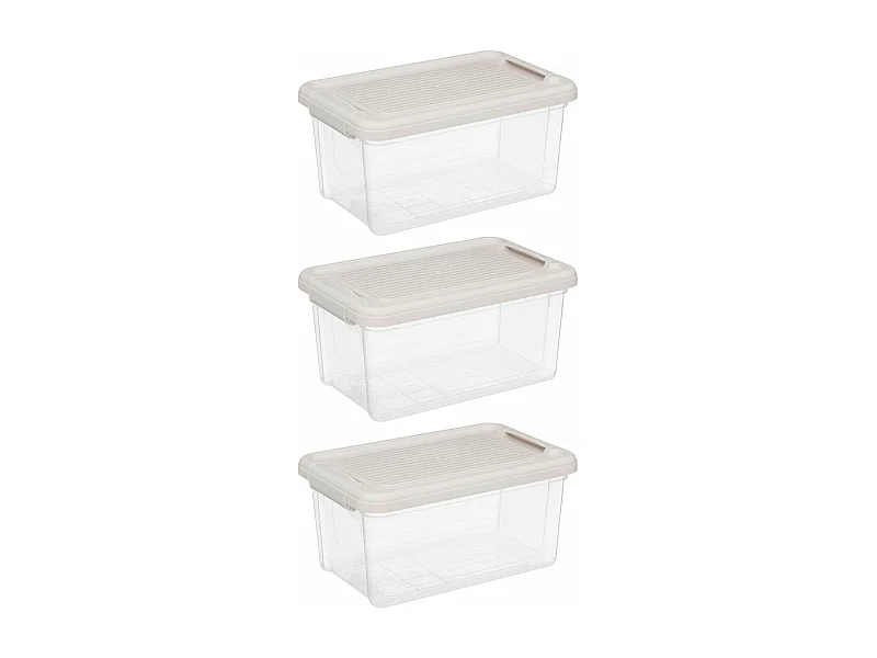 Lot de 3 Boîtes de Rangement "Tide'n" 5L Transparent