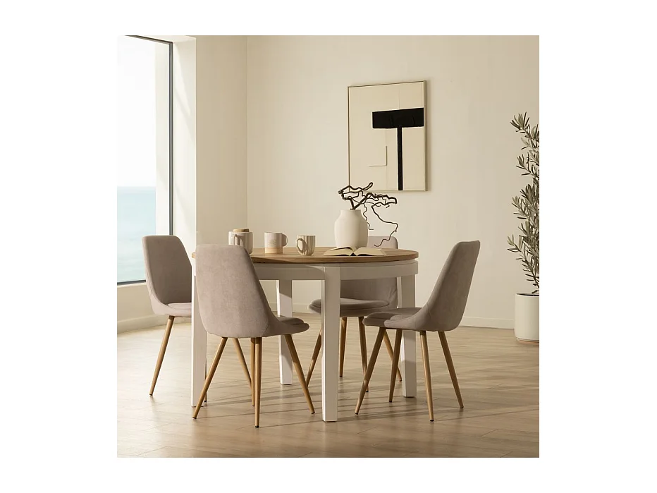 Table à manger extensible en bois massif naturel 160x78