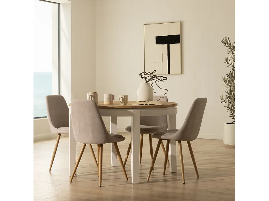 Table à manger extensible en bois massif naturel 160x78