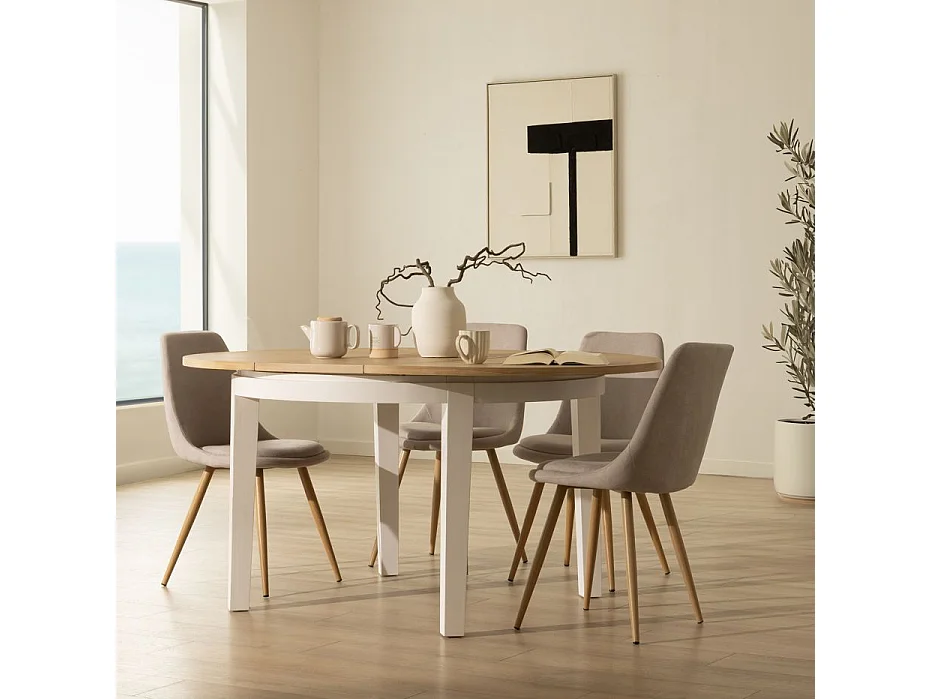 Table à manger extensible en bois massif naturel 160x78