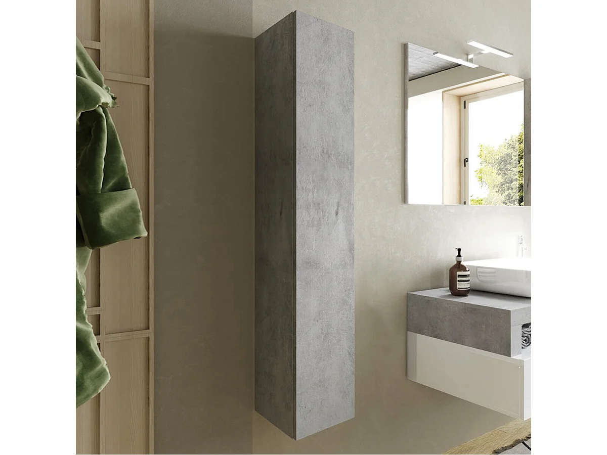 ARTURO - Colonne murale suspendue 1 porte aspect béton