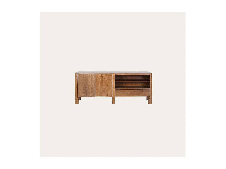 Meuble tv en bois massif Noyer Bourbon (G05) 150x60