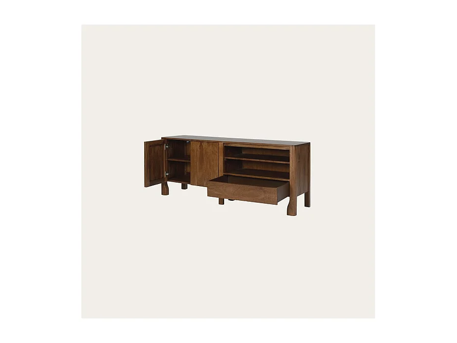Meuble tv en bois massif Noyer Bourbon (G05) 150x60