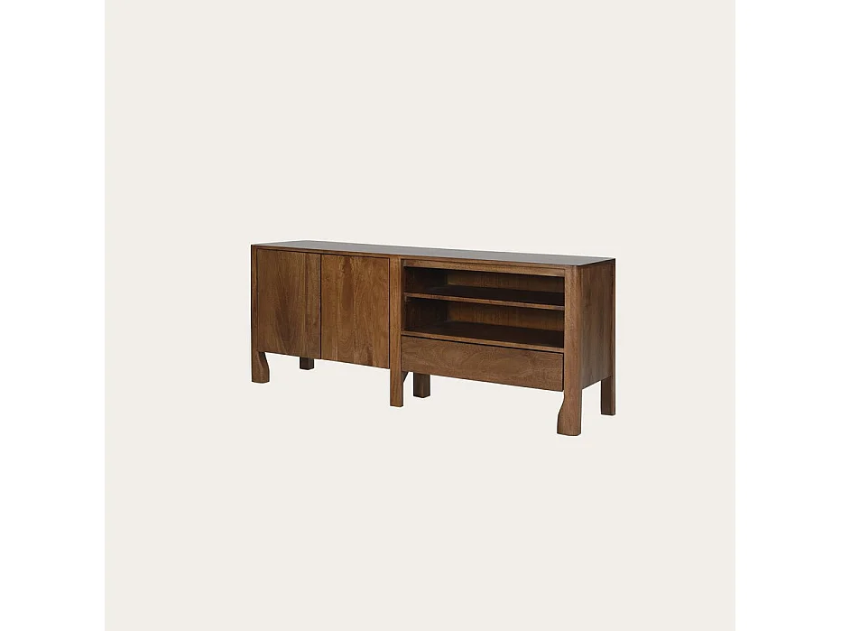 Meuble tv en bois massif Noyer Bourbon (G05) 150x60