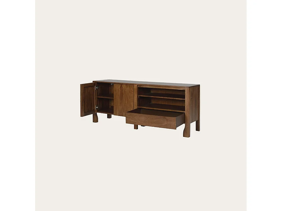 Meuble tv en bois massif Noyer Bourbon (G05) 150x60