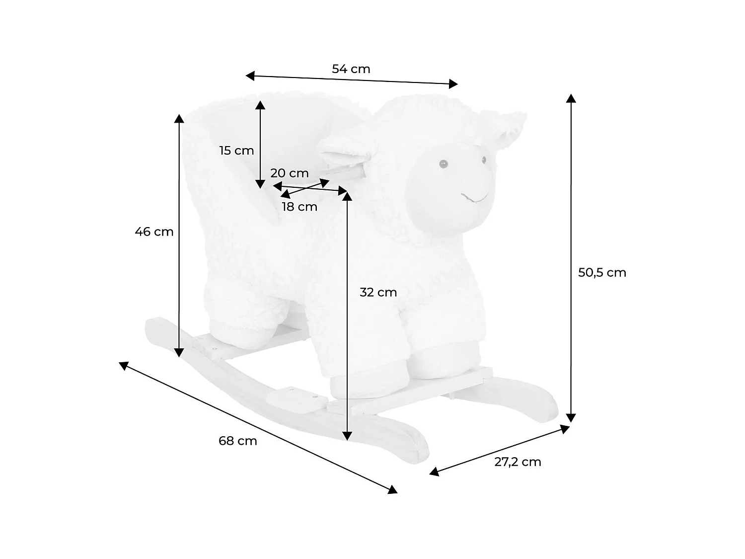 Pecorella a dondolo per bambini, bianco