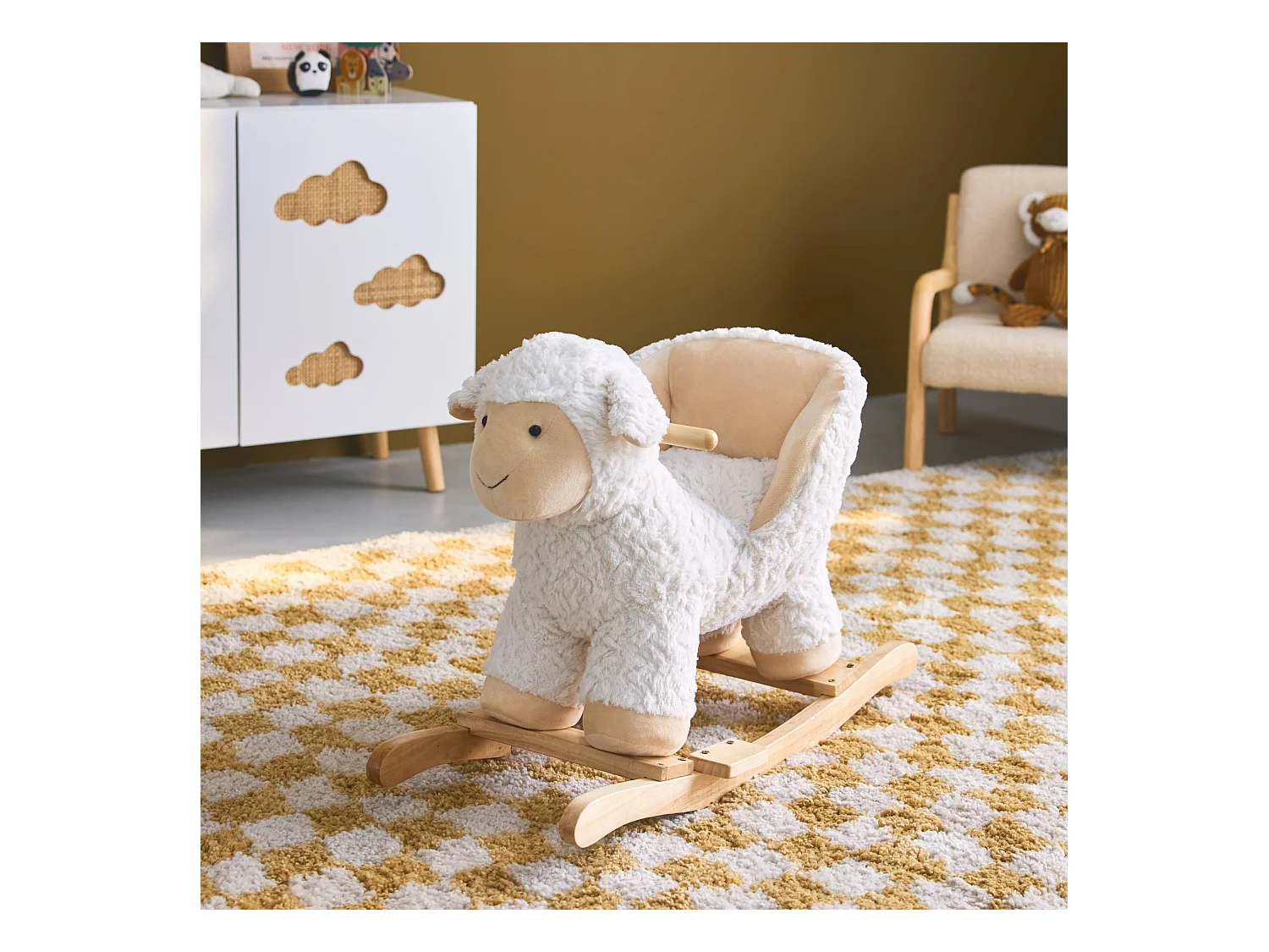 Pecorella a dondolo per bambini, bianco