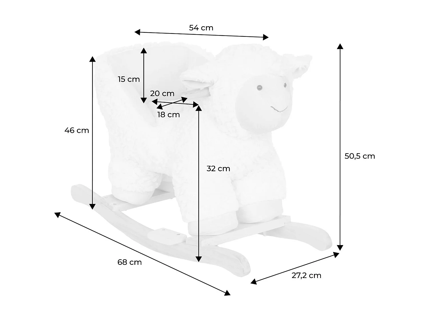 Pecorella a dondolo per bambini, bianco