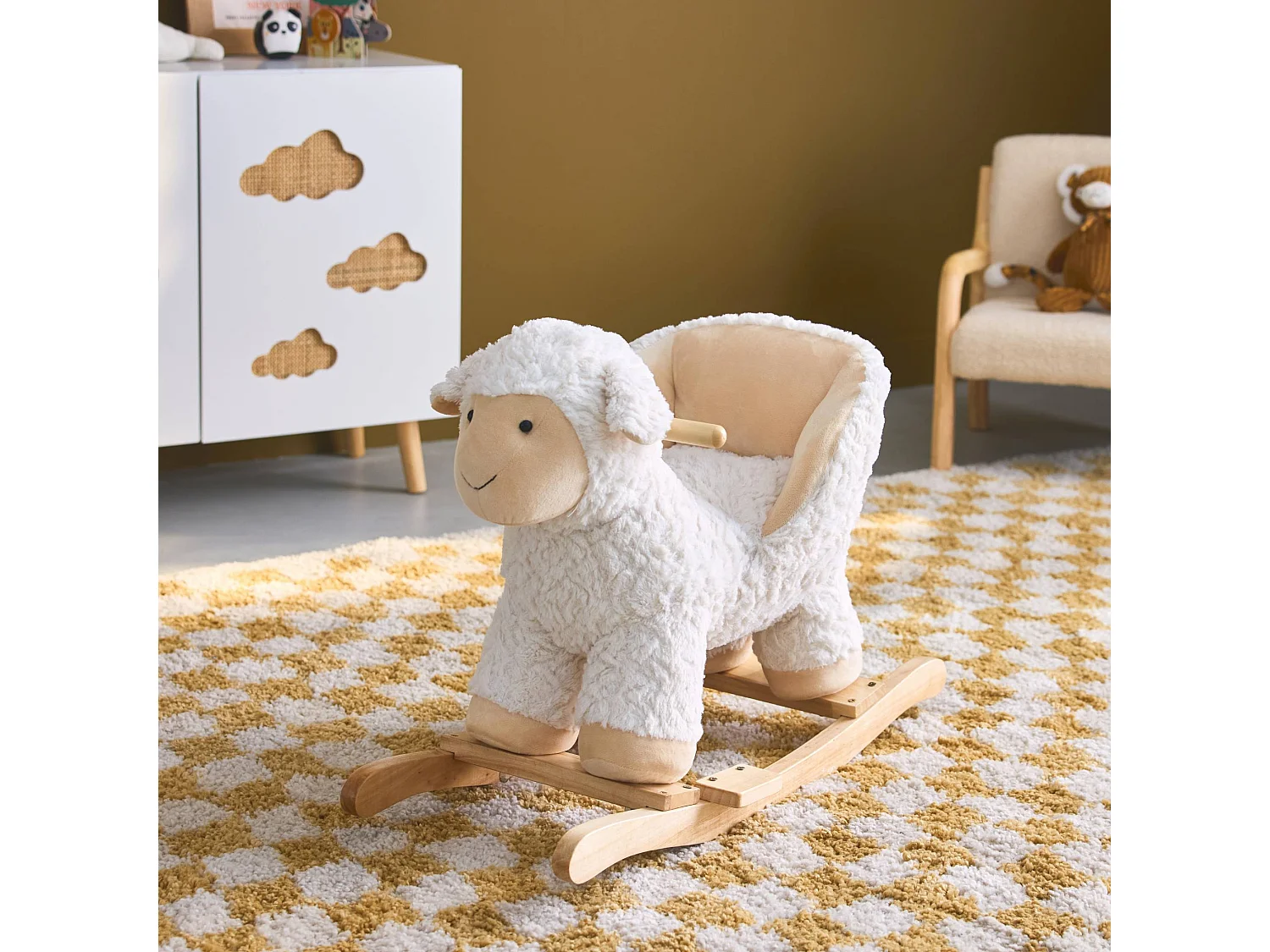 Pecorella a dondolo per bambini, bianco