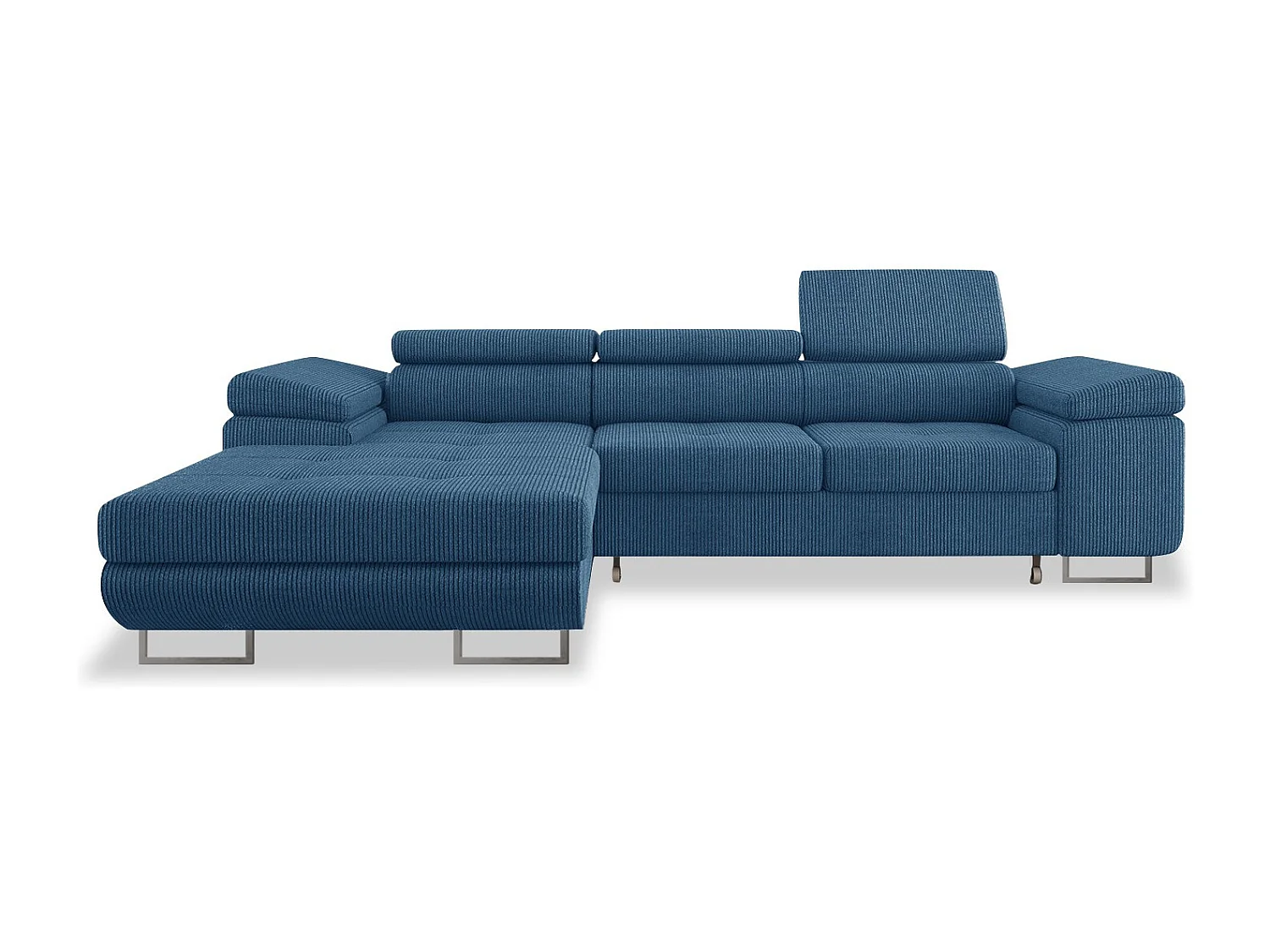 Canapé d'angle gauche convertible Alphonso velours côtelé Bleu