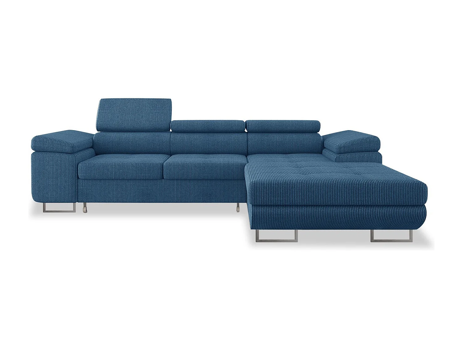 Canapé d'angle droit convertible Alphonso velours côtelé Bleu