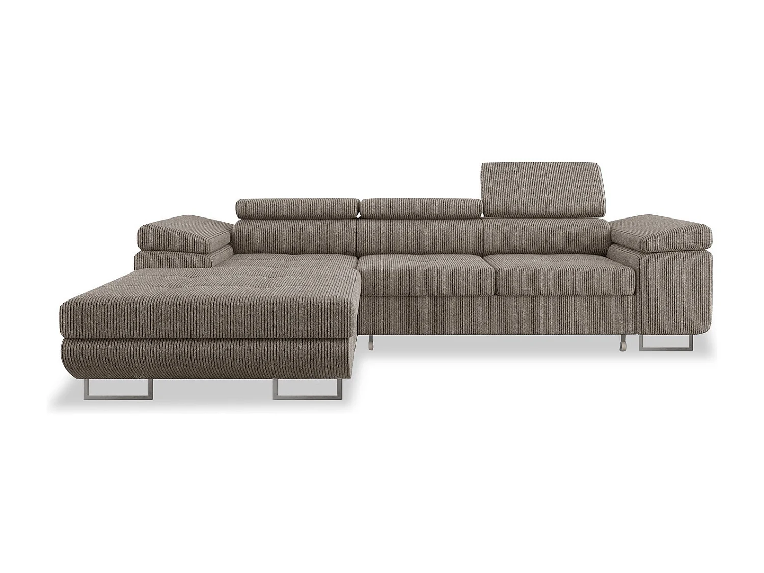 Canapé d'angle gauche convertible Alphonso velours côtelé Taupe