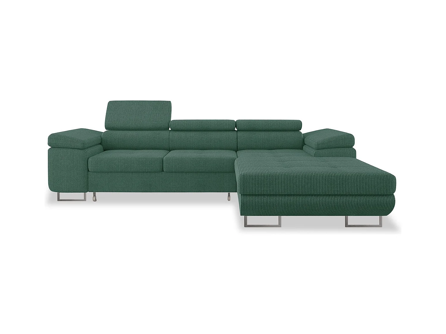 Canapé d'angle droit convertible Alphonso velours côtelé Vert