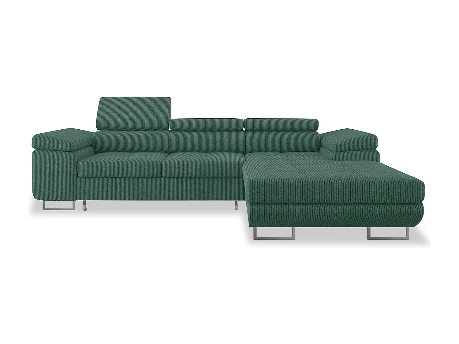 Canapé d'angle droit convertible Alphonso velours côtelé Vert