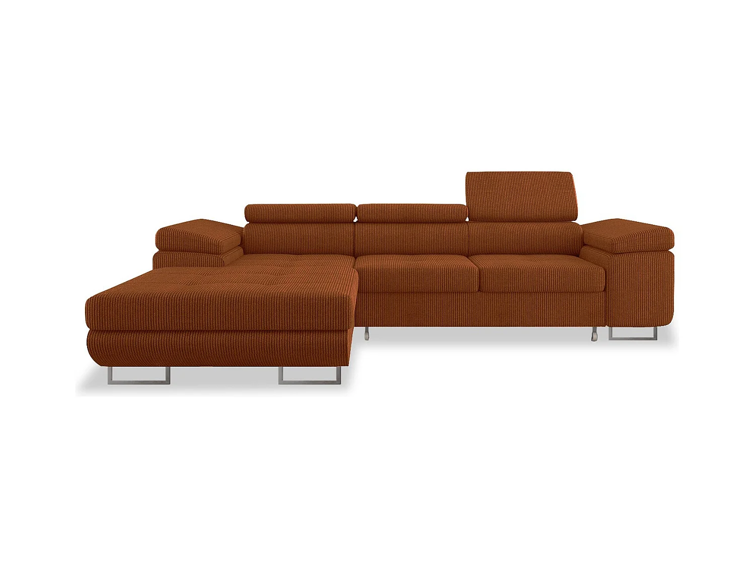 Canapé d'angle gauche convertible Alphonso velours côtelé Terracotta