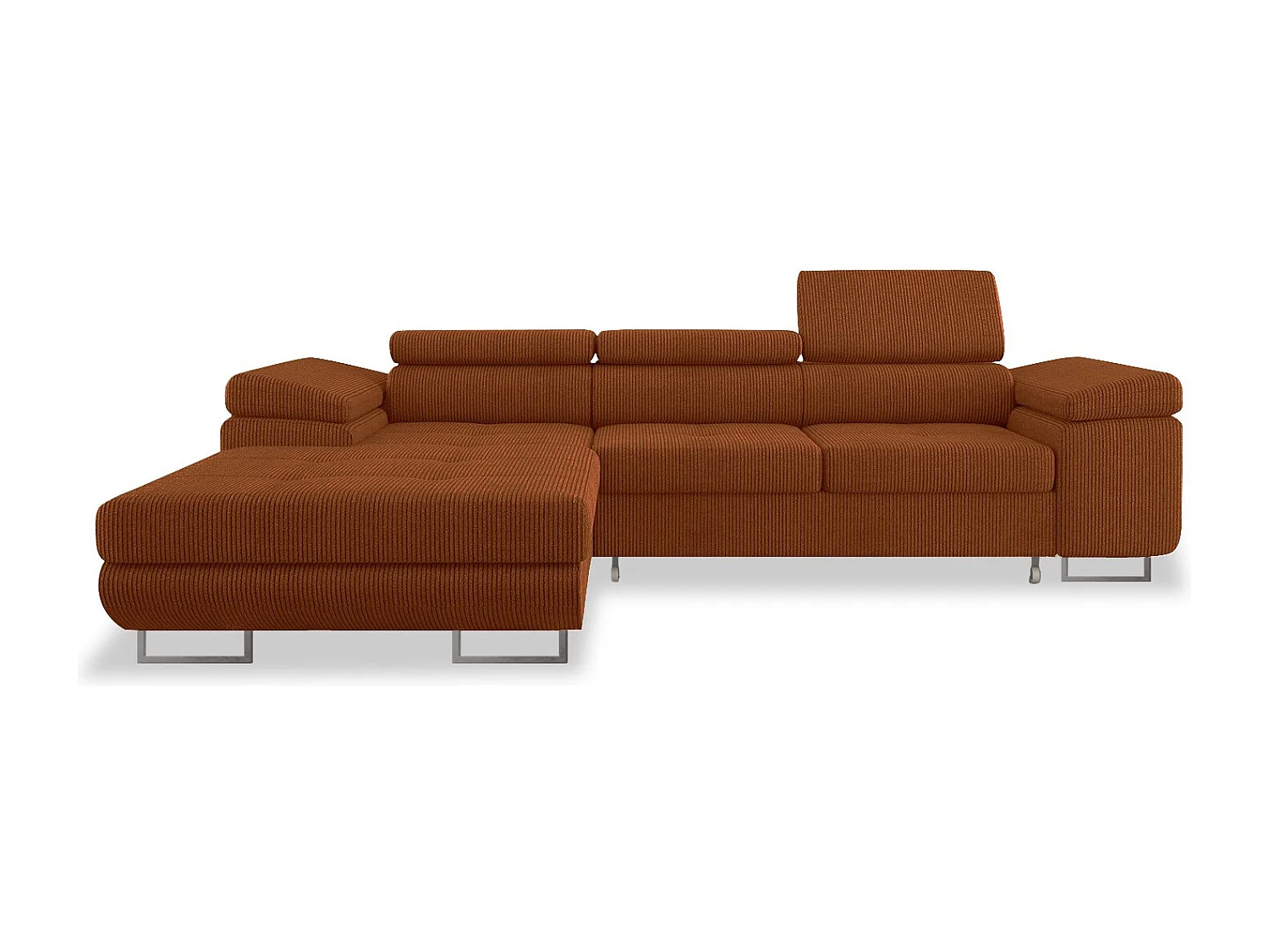 Canapé d'angle gauche convertible Alphonso velours côtelé Terracotta