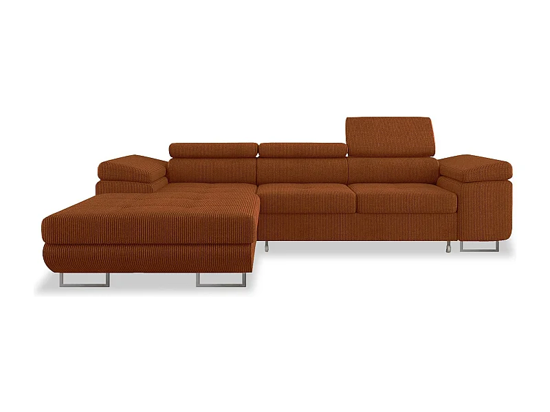 Canapé d'angle gauche convertible Alphonso velours côtelé Terracotta