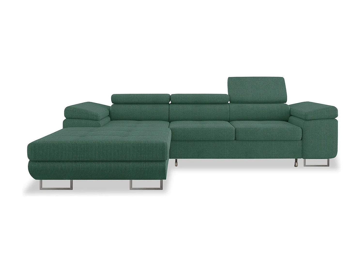 Canapé d'angle gauche convertible Alphonso velours côtelé Vert