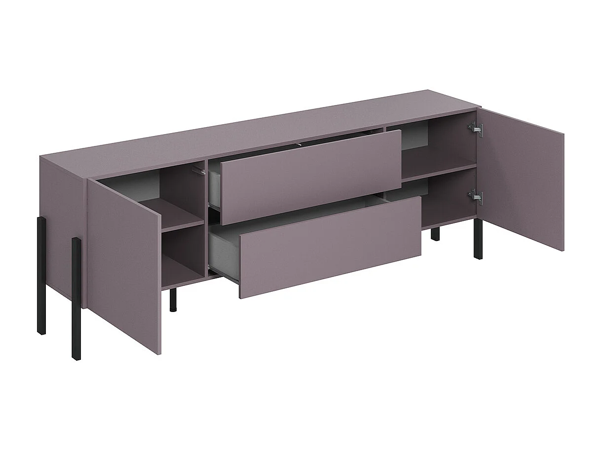 Meuble TV 2 portes 2 tiroirs 200 cm Bérénice Violet