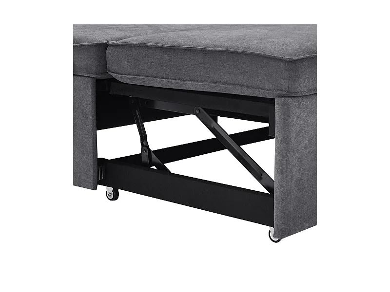 Canapé d'angle convertible avec 2 Coffres, Oreiller, Porte-gobelets - en Coton et Lin - 270×130×86cm - Gris