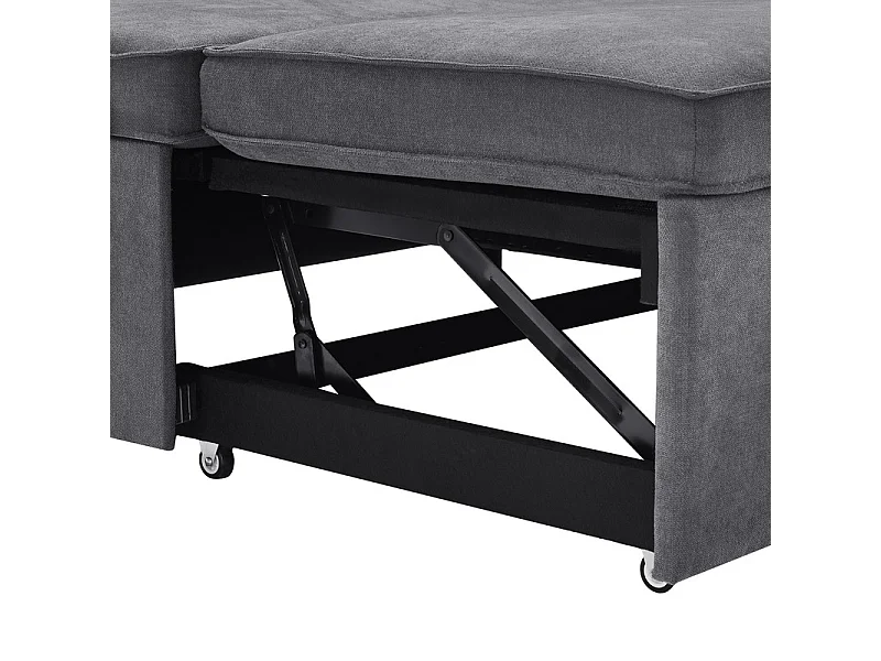 Canapé d'angle convertible avec 2 Coffres, Oreiller, Porte-gobelets - en Coton et Lin - 270×130×86cm - Gris