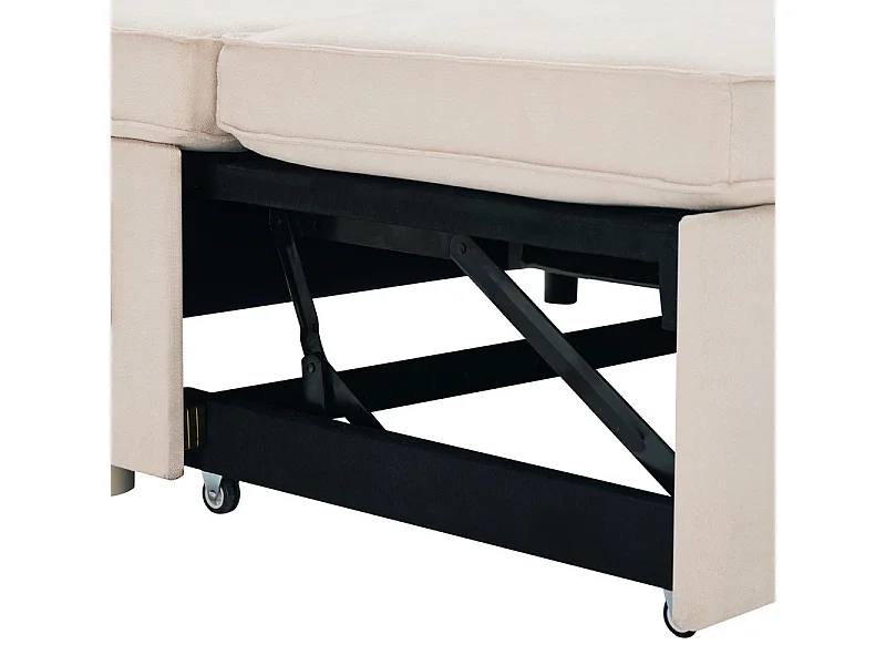 Canapé d'angle convertible avec 2 Coffres, Oreiller, Porte-gobelets - en Coton et Lin - 270×130×86cm - Beige